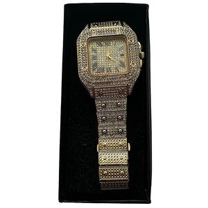 NEW (IN BOX) MENS ADJUSTABLE FANTASY URBAN STYLE DIAMOND WATCH GOLD
